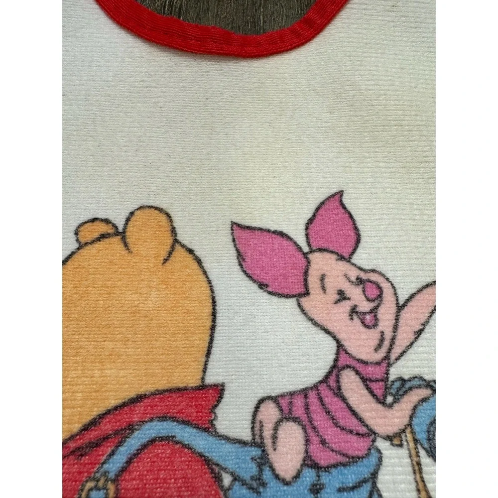Vintage Winnie the Pooh Piglet Baby Bib Red Trim Crumb Catcher First Years USA